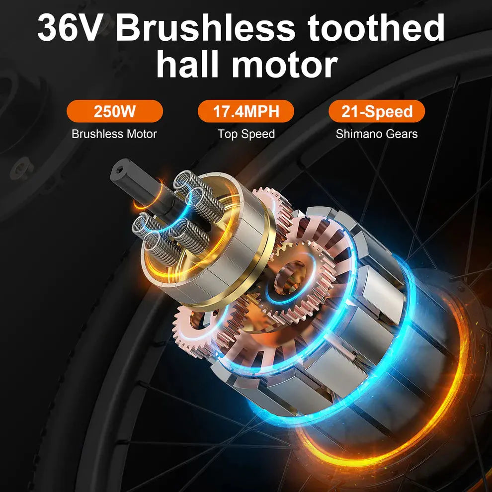 Goldoro Electric Bike 26" X7 Aluminum Alloy Mountain Bike, 350W/36V, MAX 17.4 MPH, 21 speed - ProMounts