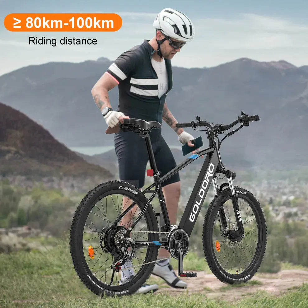 Goldoro Electric Bike 26" X7 Aluminum Alloy Mountain Bike, 350W/36V, MAX 17.4 MPH, 21 speed - ProMounts