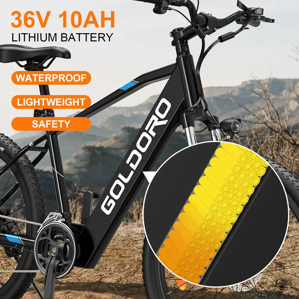 Goldoro Electric Bike 26" X7 Aluminum Alloy Mountain Bike, 350W/36V, MAX 17.4 MPH, 21 speed - ProMounts