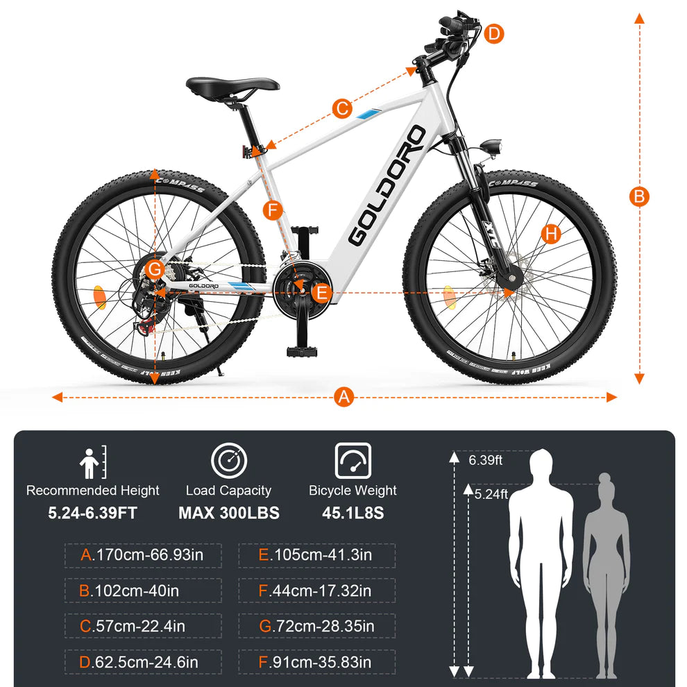 Goldoro Electric Bike 26" X7 Aluminum Alloy Mountain Bike, 350W/36V, MAX 17.4 MPH, 21 speed - ProMounts