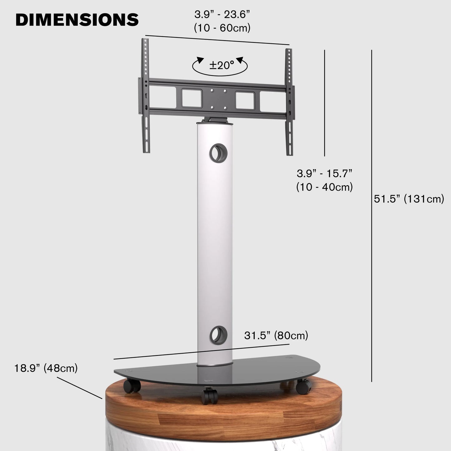 ProMounts Rolling TV Stand with Swivel for 32"-72" Screens Holds up to 88lbs. (AFCS6401) - ProMounts