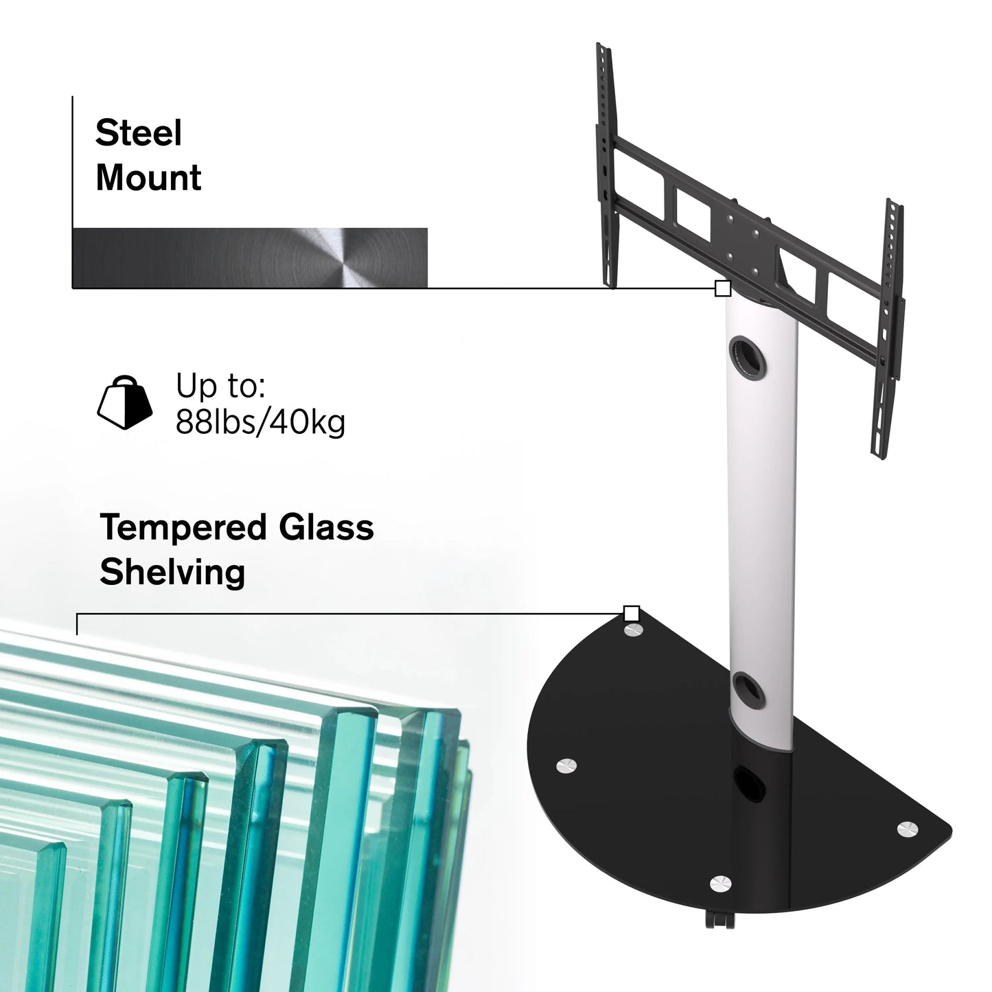 ProMounts Rolling TV Stand with Swivel for 32"-72" Screens Holds up to 88lbs. (AFCS6401) - ProMounts