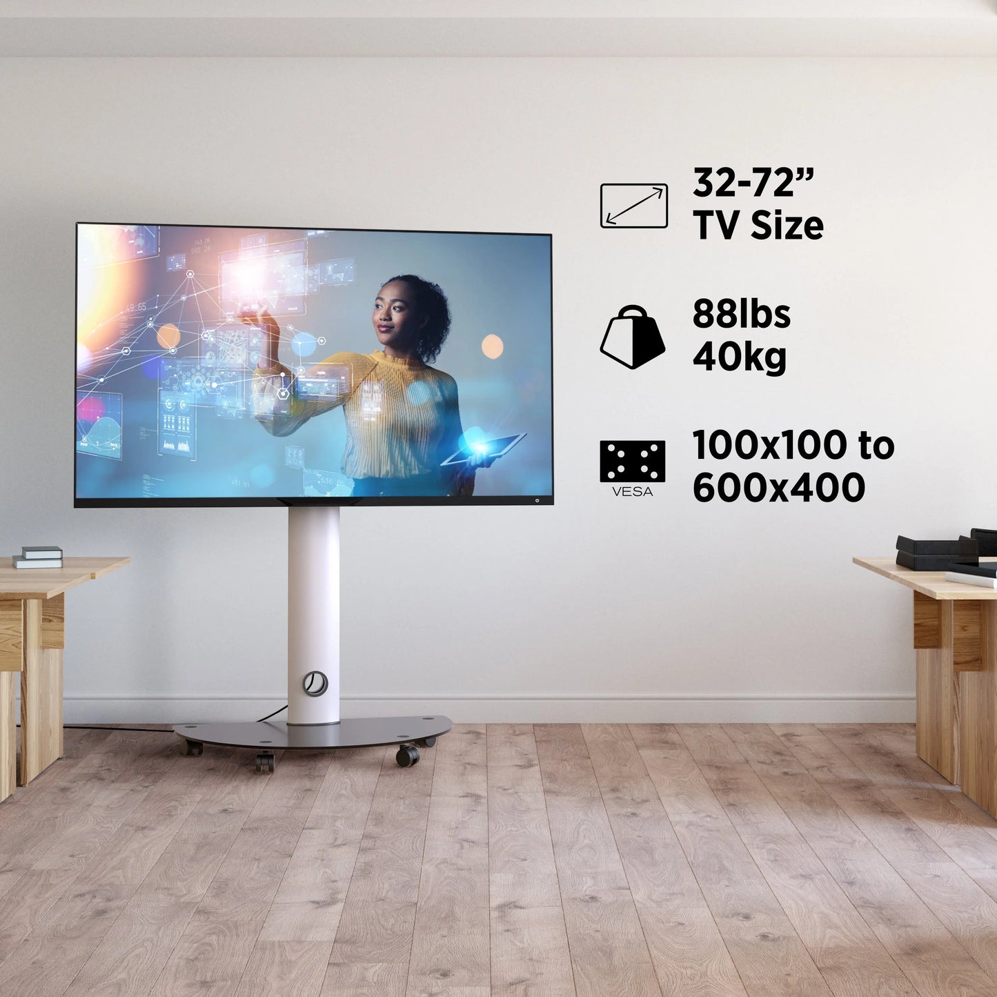 ProMounts Rolling TV Stand with Swivel for 32"-72" Screens Holds up to 88lbs. (AFCS6401) - ProMounts