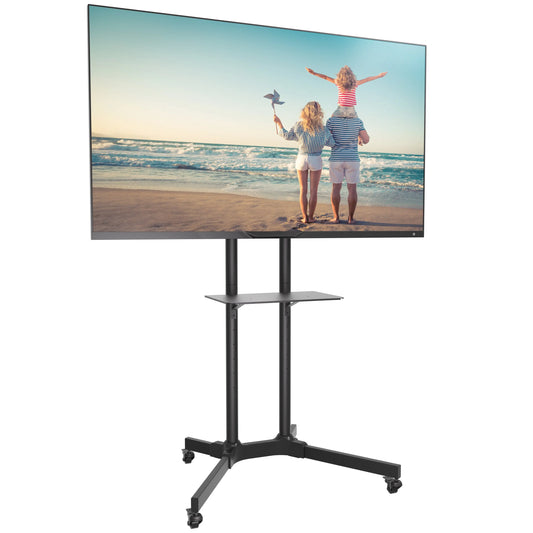 ProMount Rolling TV Stand with Mount and Adjustable Shelf for 32"-72" TVs, holds up to 110lbs (AFCS6402-02) - ProMounts