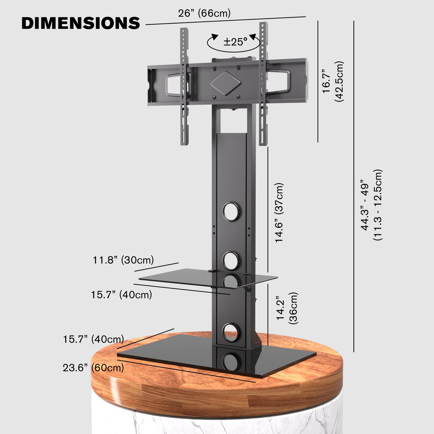 ProMounts Swivel TV Stand Mount With Shelves For 37'' - 72'' Screens Holds Up To 110 Lbs (ATMSS6401-X2) - ProMounts