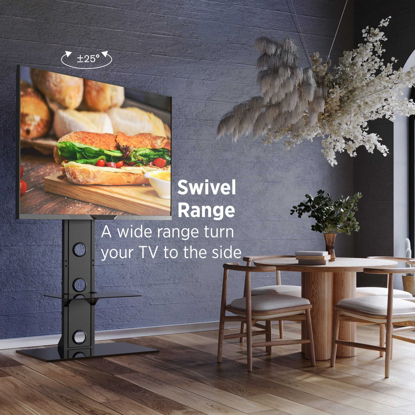 ProMounts Swivel TV Stand Mount With Shelves For 37'' - 72'' Screens Holds Up To 110 Lbs (ATMSS6401-X2) - ProMounts