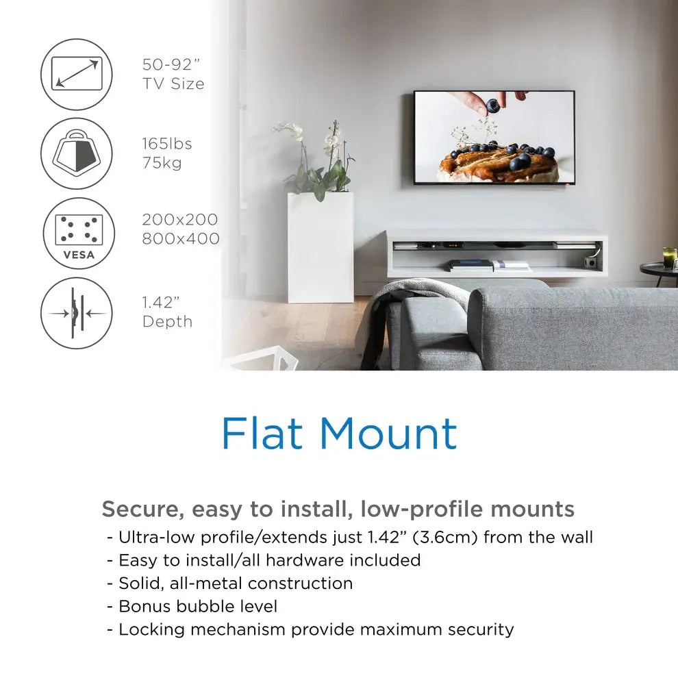 ProMounts Flat / Fixed TV Wall Mount for 50" to 92" TVs up to 165lbs (FF84) - ProMounts