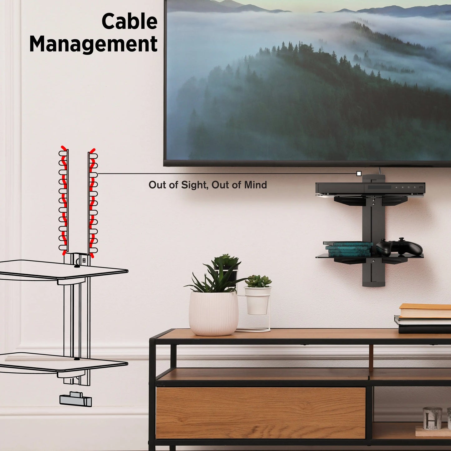 ProMounts Durable Double Glass AV Wall Shelf, Supports up to 36lbs (FSH2) - ProMounts