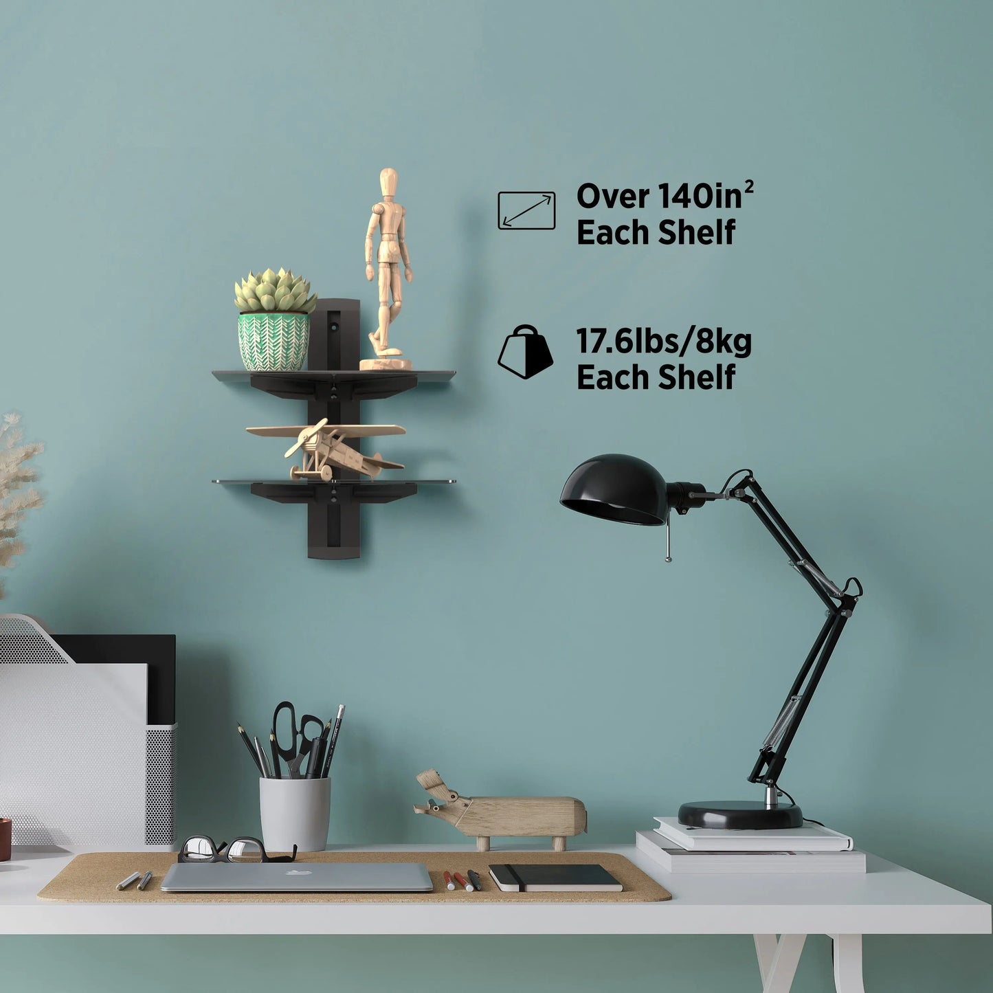 ProMounts Durable Double Glass AV Wall Shelf, Supports up to 36lbs (FSH2) - ProMounts