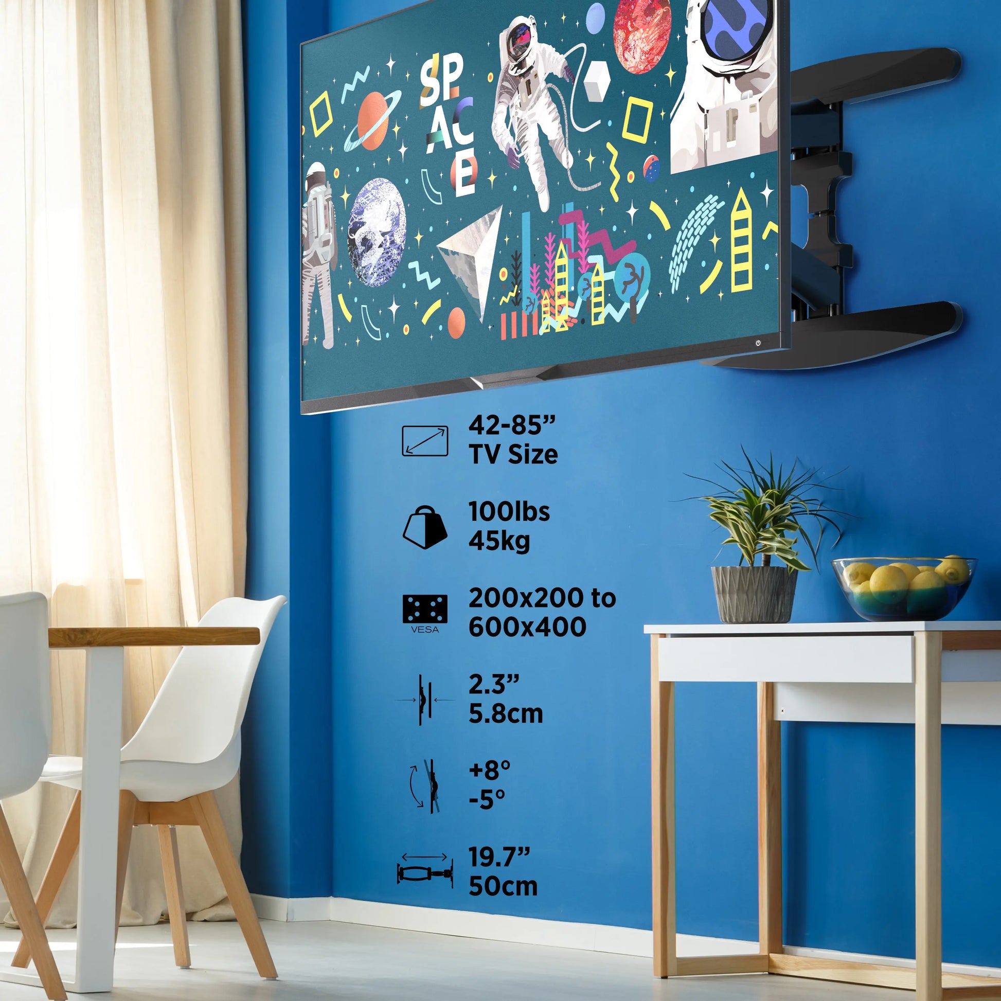 ProMounts Full Motion / Articulating TV Wall Mount for 42" to 85" TVs Holds Up to 100lbs (MA641) - ProMounts