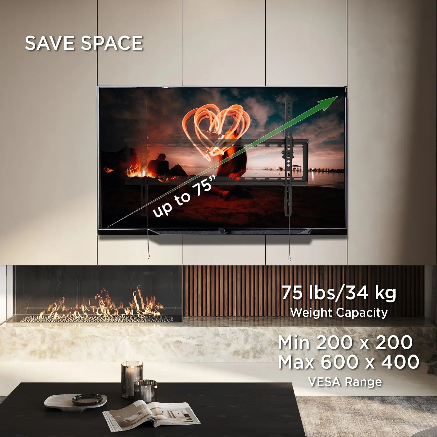 ProMounts Tilting TV Wall Mount Kit (Mount, HDMI, Screen Cleaner) For 42" to 75" TVs Holds up to 75lbs (MT643) ProMounts