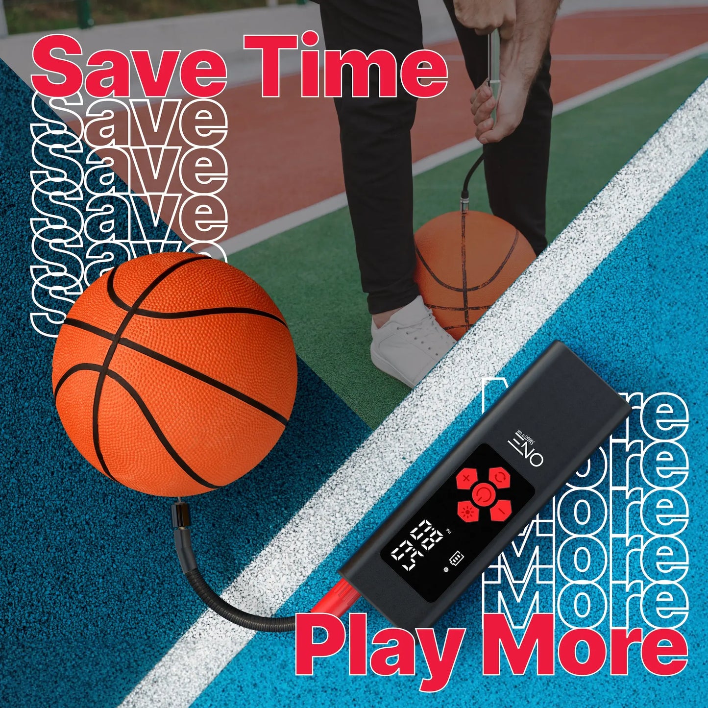 ONE Tire Inflator Portable Air Compressor,150PSI Portable Air Pump, Accurate Pressure LCD Display, Digital Electric Tire Pump for Cars, Bikes, Motor Bikes and Balls, Long Lasting 7800mAh/11.1V battery - ProMounts