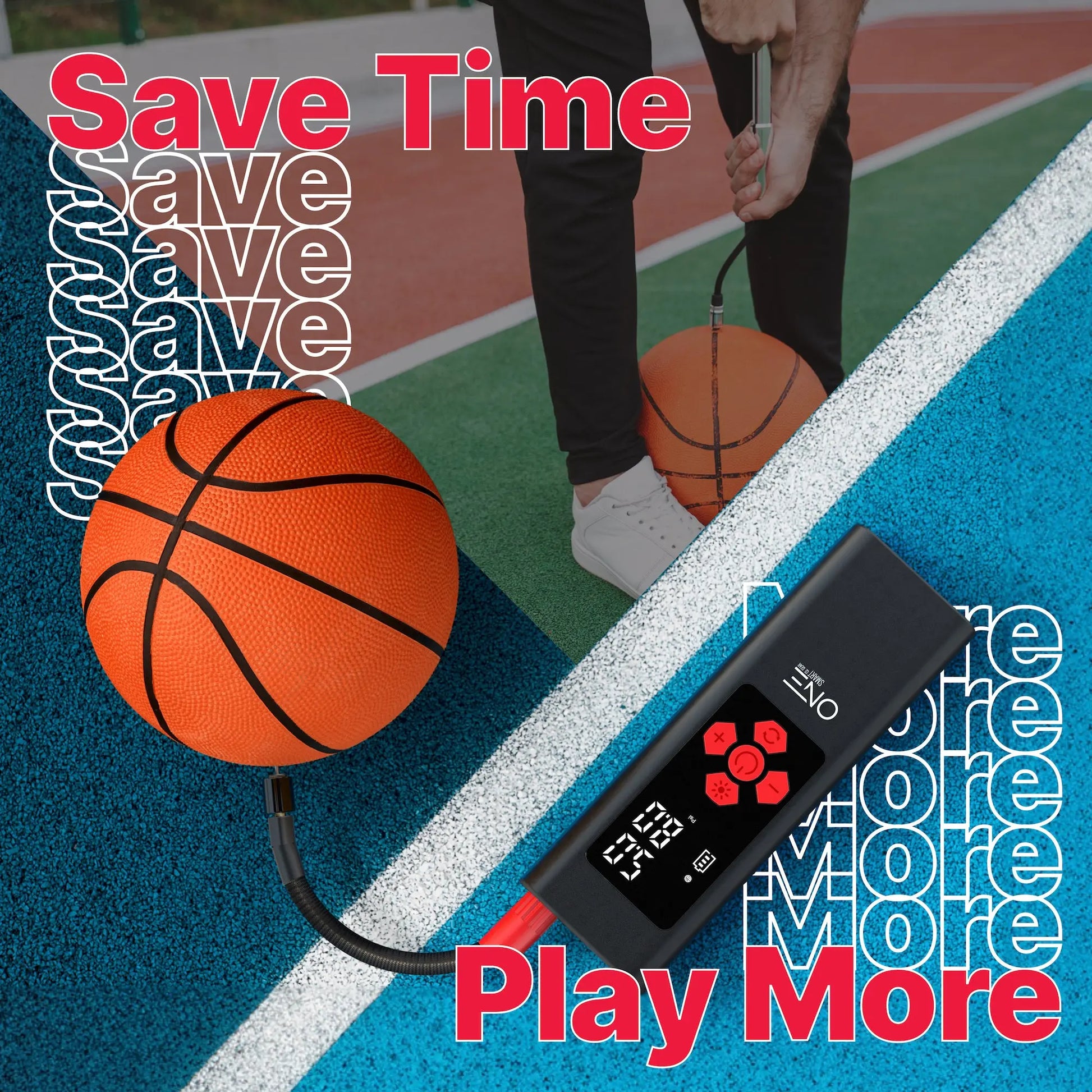 ONE Tire Inflator Portable Air Compressor,150PSI Portable Air Pump, Accurate Pressure LCD Display, Digital Electric Tire Pump for Cars, Bikes, Motor Bikes and Balls, Long Lasting 7800mAh/11.1V battery - ProMounts