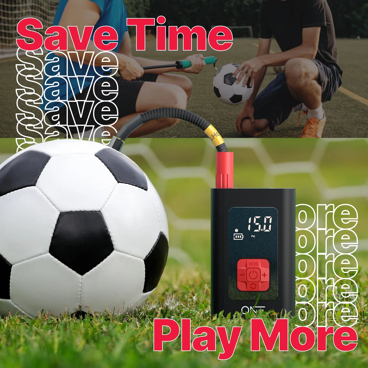ONE Tire Inflator Portable Air Compressor, 150PSI Portable Air Pump, Accurate Pressure LCD Display, Digital Electric Tire Pump for Cars, Bikes, Motor Bikes and Balls, Long Lasting 5200mAh/7.4V battery - ProMounts