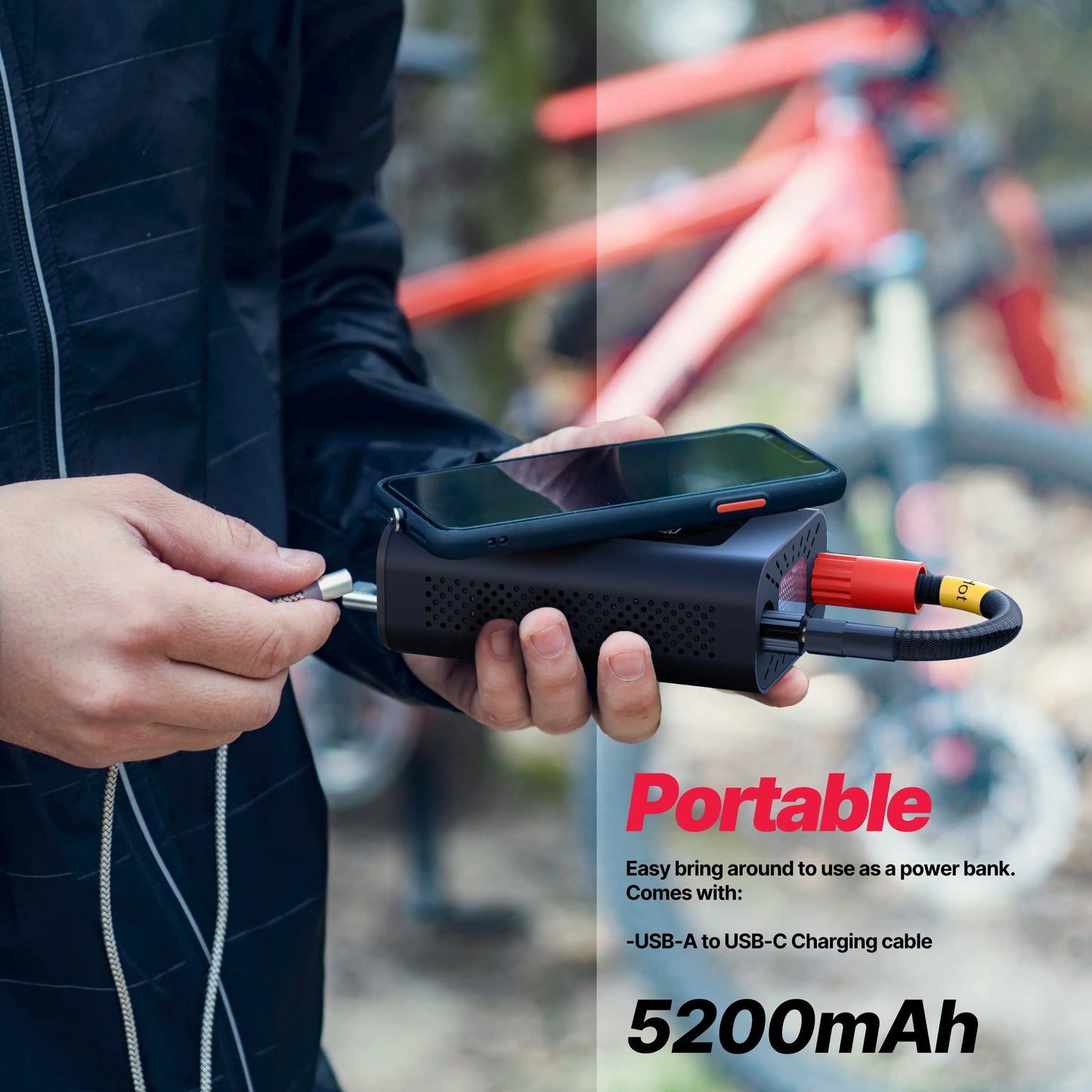 ONE Tire Inflator Portable Air Compressor, 150PSI Portable Air Pump, Accurate Pressure LCD Display, Digital Electric Tire Pump for Cars, Bikes, Motor Bikes and Balls, Long Lasting 5200mAh/7.4V battery - ProMounts