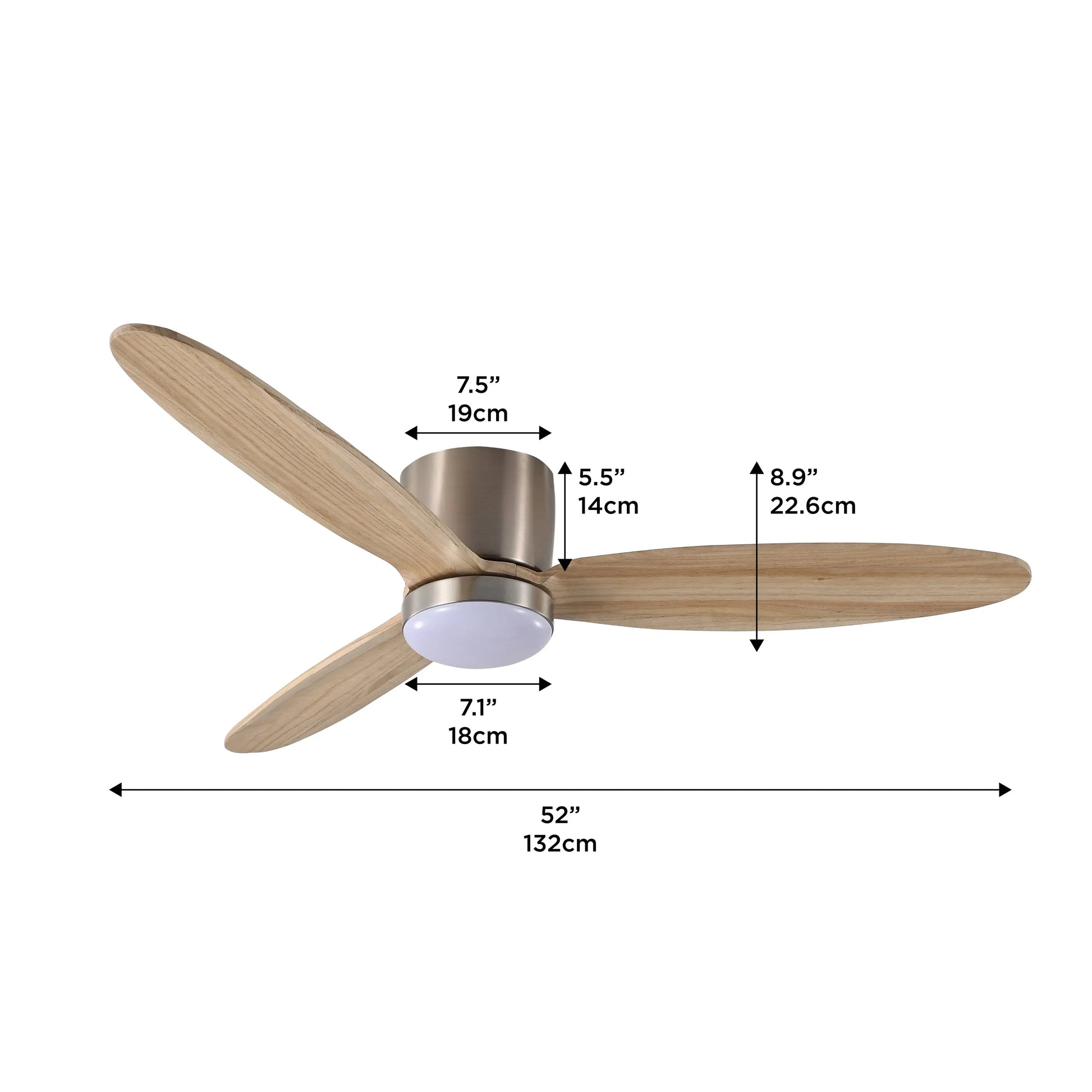 ProMounts 52 in. WIFI 3-Blade Smart Ceiling Fan with Reversible Motor, 6 Speeds and 3 Color Temperatures, App Control, Natural Wood One Smart CE Gear