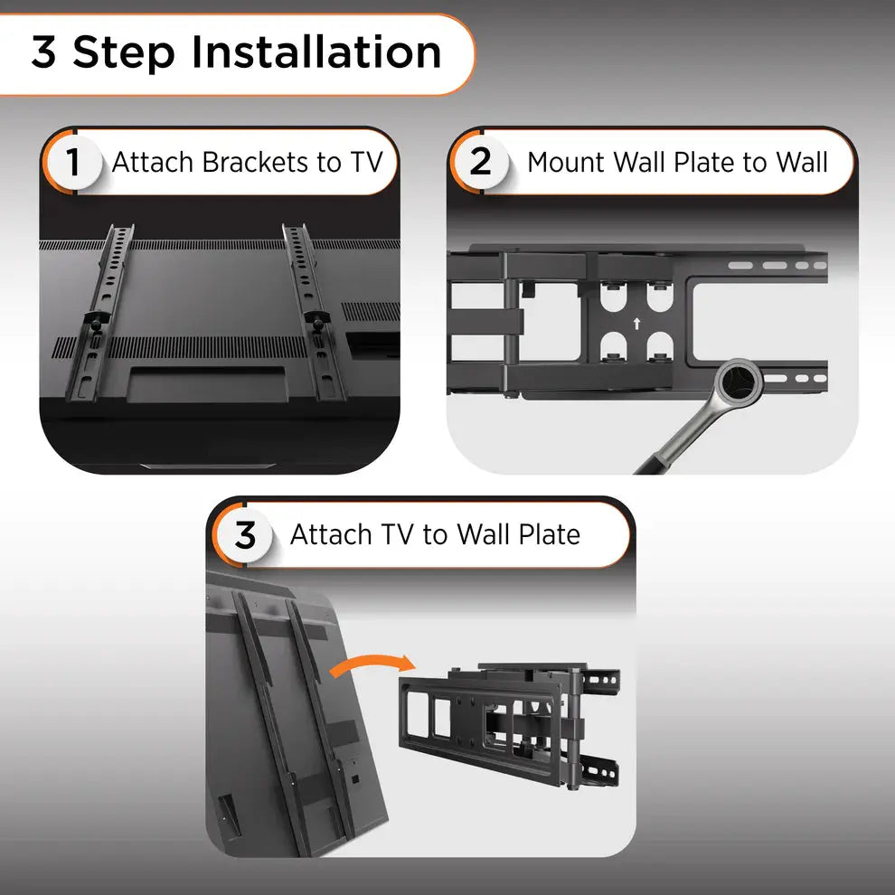 ProMounts Articulating/Full Motion TV Wall Mount for 37”-85” TVs Holds up to 88lbs (OMA6402) - ProMounts
