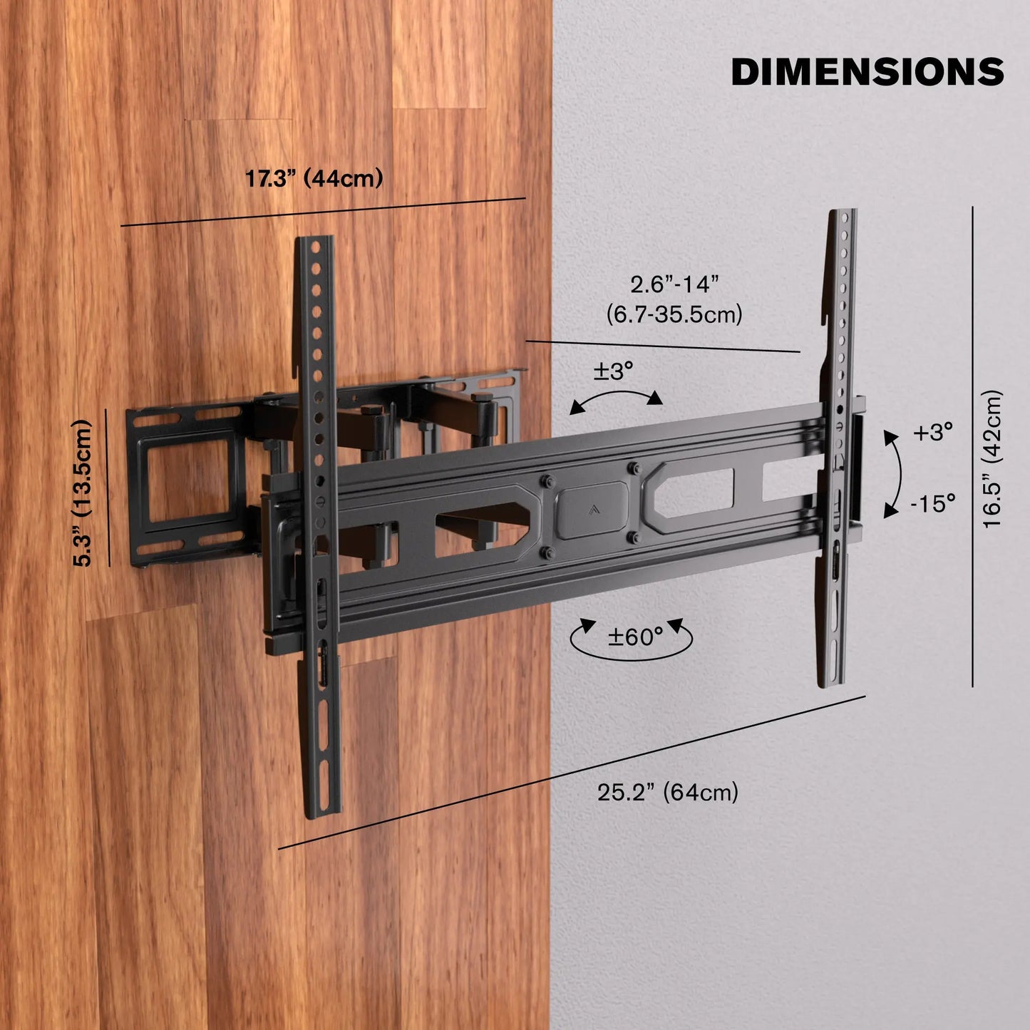 ProMounts Articulating/Full Motion Heavy Duty TV Wall Mount for 37-80 Inch LED, LCD Plasma Flat and Curved TV Screens Holds Up to 88 lbs, Max VESA 600x400 (OMA6403) - ProMounts