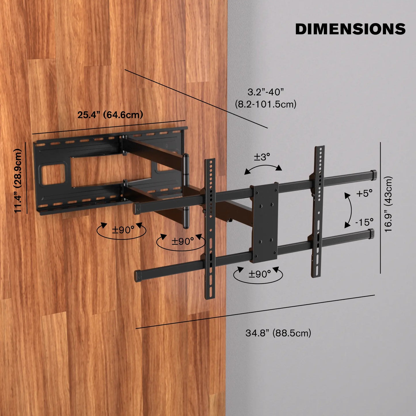 ProMounts Premium Articulating/Full Motion TV Wall Mount with 40 Inch Extendable Long Arm for TVs for 32-80 Inch TV Screens, Holds Up to 110 lbs (OMAXL-6401) - ProMounts