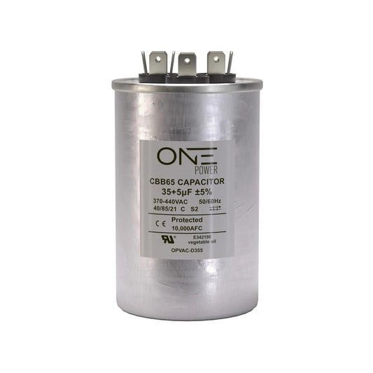 ONE Power CBB65 440-Volt 35/5-MFD Round Double Run Capacitor (OPCDR355) - ProMounts
