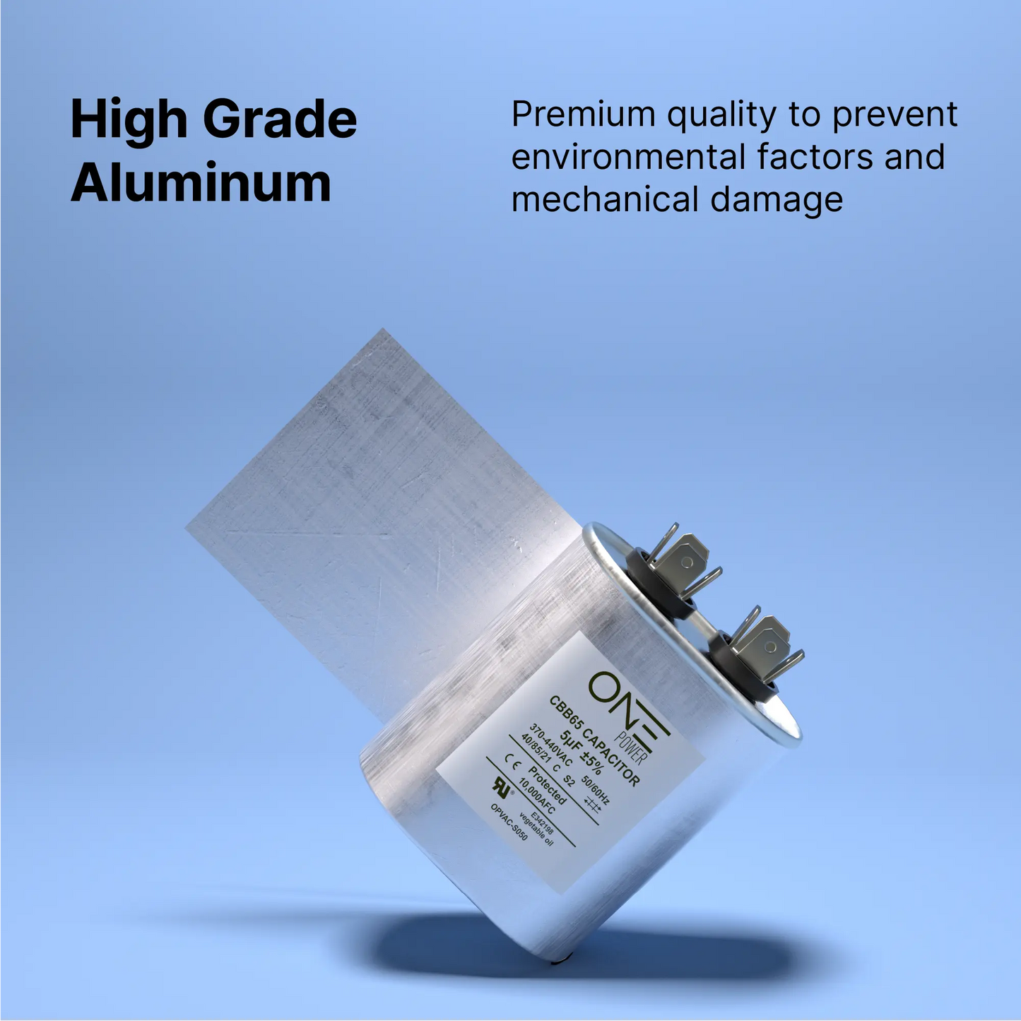 ONE Power 5-MFD, 370V or 440V Single Run A/C Capacitor 5 uF CBB65B Air Conditioner Capacitors for AC Unit Fan Motor Start or Heat Pump or Condenser Straight Cool (OPCSR5) - ProMounts