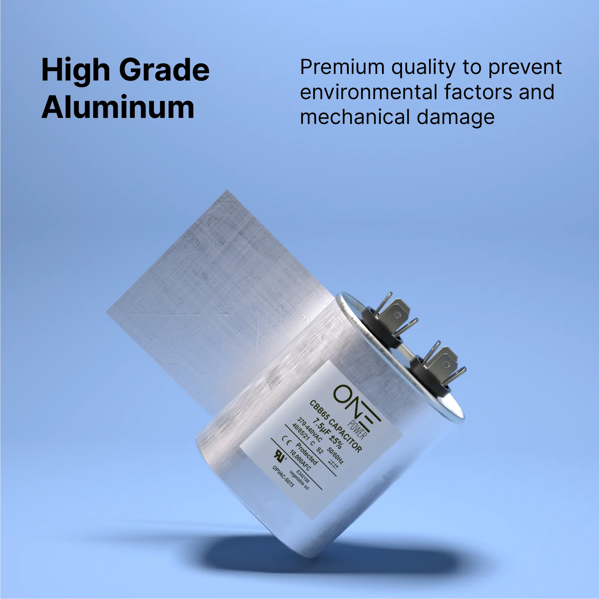 ONE Power 7.5-MFD, 370V or 440V Single Run A/C Capacitor 7.5 uF CBB65B Air Conditioner Capacitors for AC Unit Fan Motor Start or Heat Pump or Condenser Straight Cool (OPCSR75) - ProMounts
