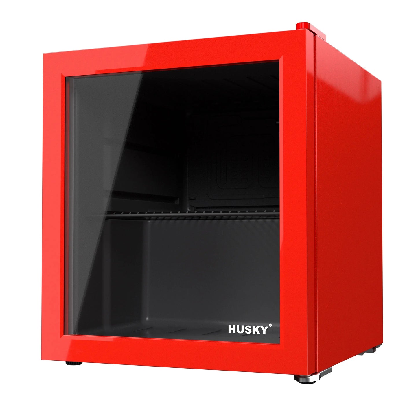 SnowLion Premium 46L Beverage Refrigerator 1.6 C.ft. Freestanding Counter-Top Mini Fridge With Glass Door in Red - ProMounts