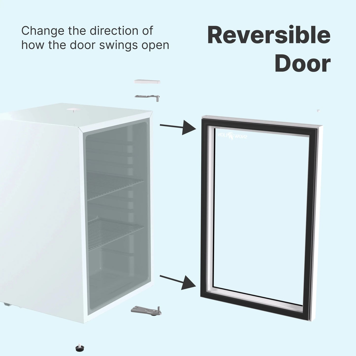 SnowLion Premium 69L Beverage Refrigerator 2.4 C.ft. Freestanding Mini Fridge With Glass Door in White - ProMounts