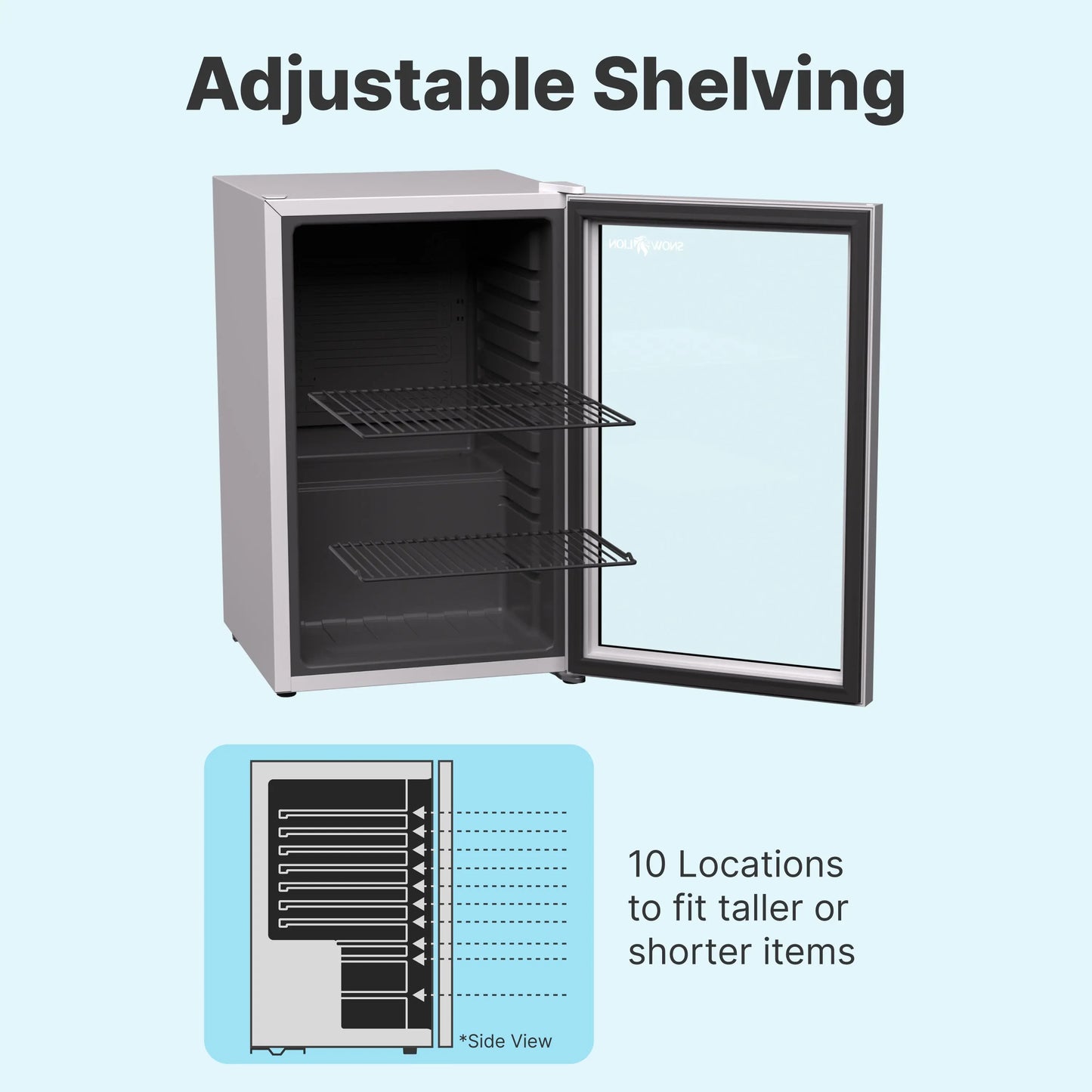 SnowLion Premium 69L Beverage Refrigerator 2.4 C.ft. Freestanding Mini Fridge With Glass Door in White - ProMounts