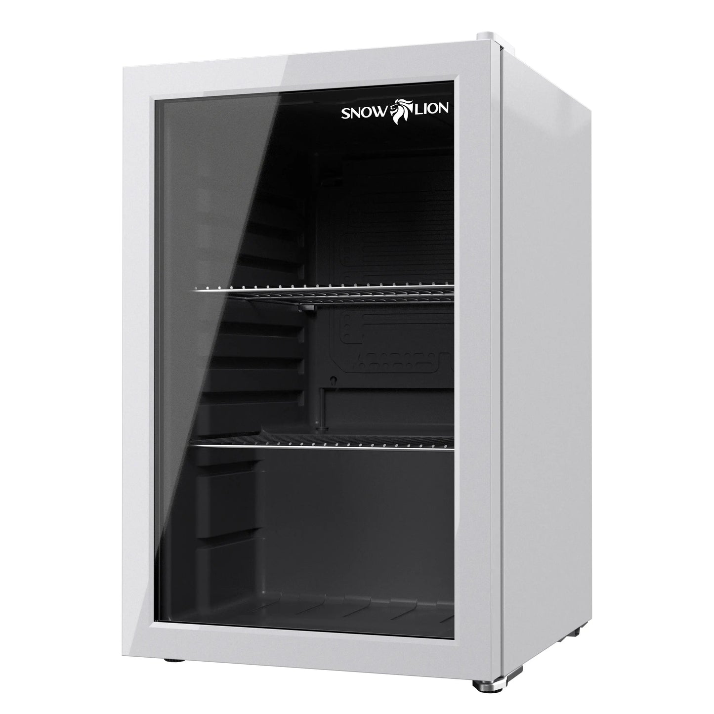 SnowLion Premium 69L Beverage Refrigerator 2.4 C.ft. Freestanding Mini Fridge With Glass Door in White - ProMounts