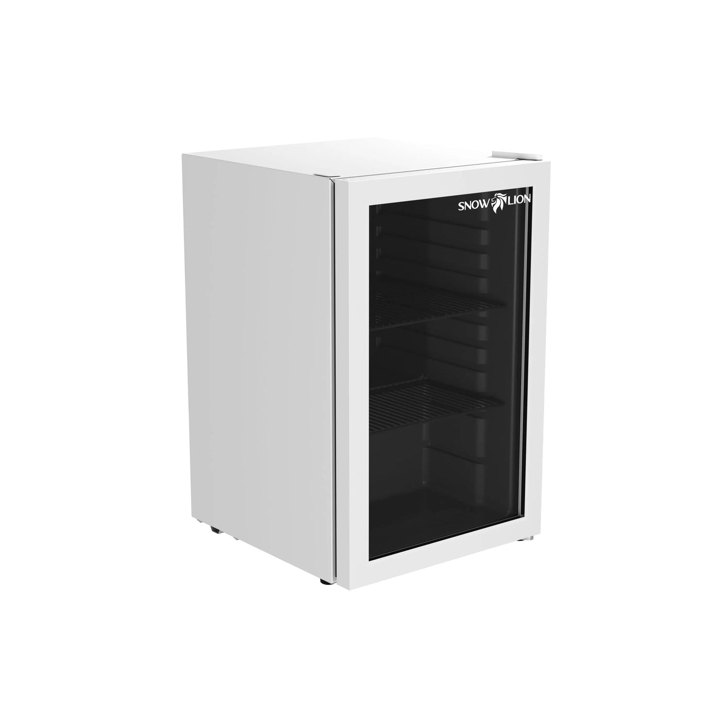 SnowLion Premium 69L Beverage Refrigerator 2.4 C.ft. Freestanding Mini Fridge With Glass Door in White - ProMounts