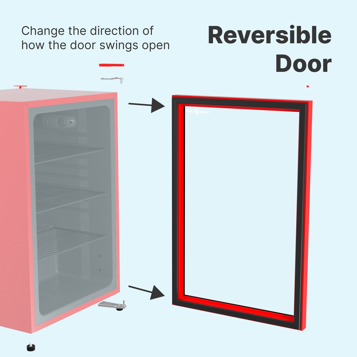 SnowLion Premium 131L Beverage Refrigerator 4.6 Cu.ft. Freestanding Mini Fridge With Glass Door in Red - ProMounts