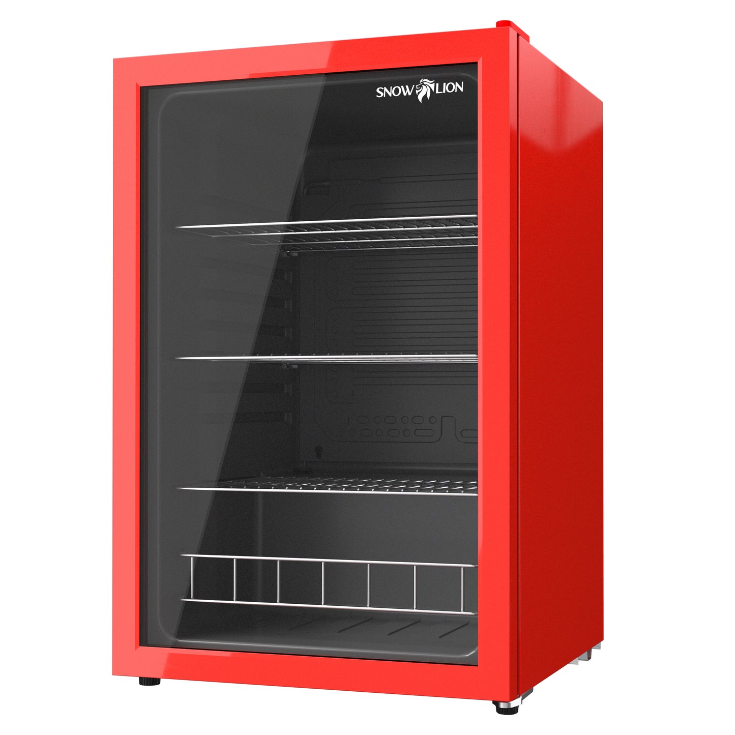 SnowLion Premium 131L Beverage Refrigerator 4.6 Cu.ft. Freestanding Mini Fridge With Glass Door in Red - ProMounts