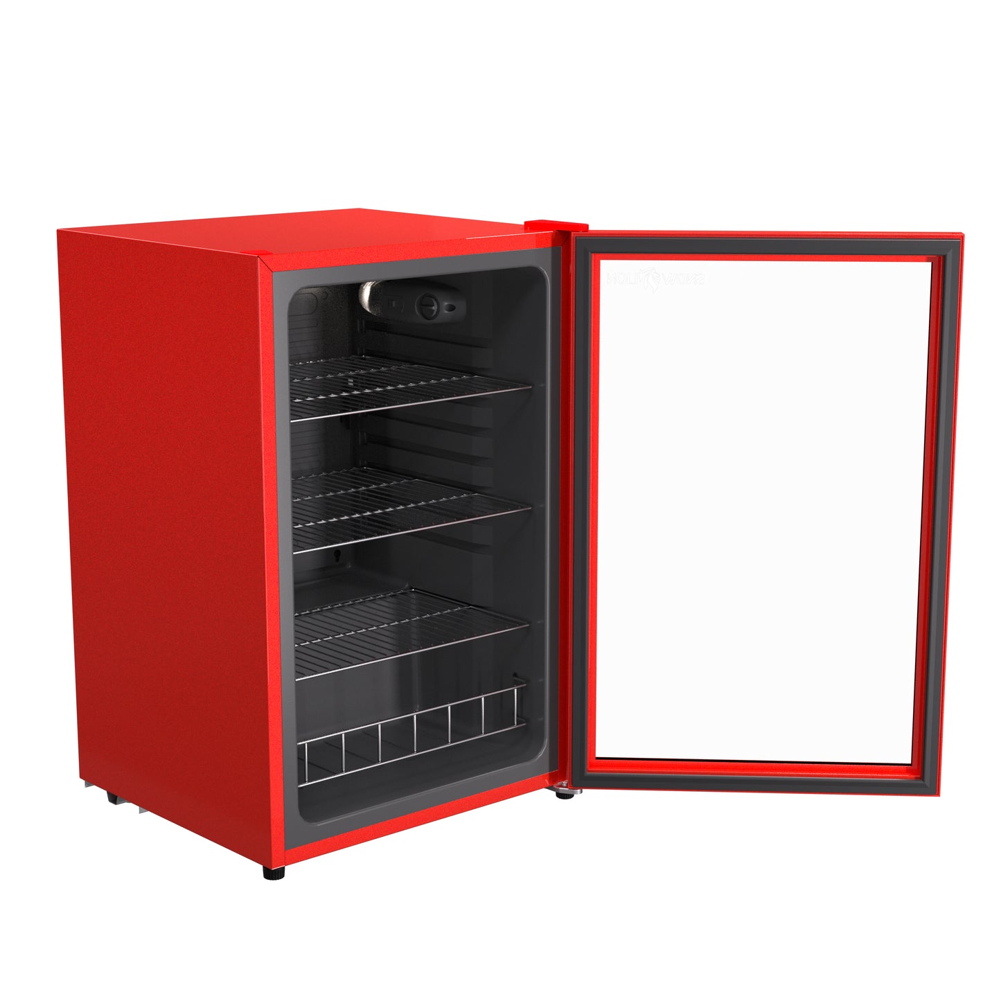SnowLion Premium 131L Beverage Refrigerator 4.6 Cu.ft. Freestanding Mini Fridge With Glass Door in Red - ProMounts