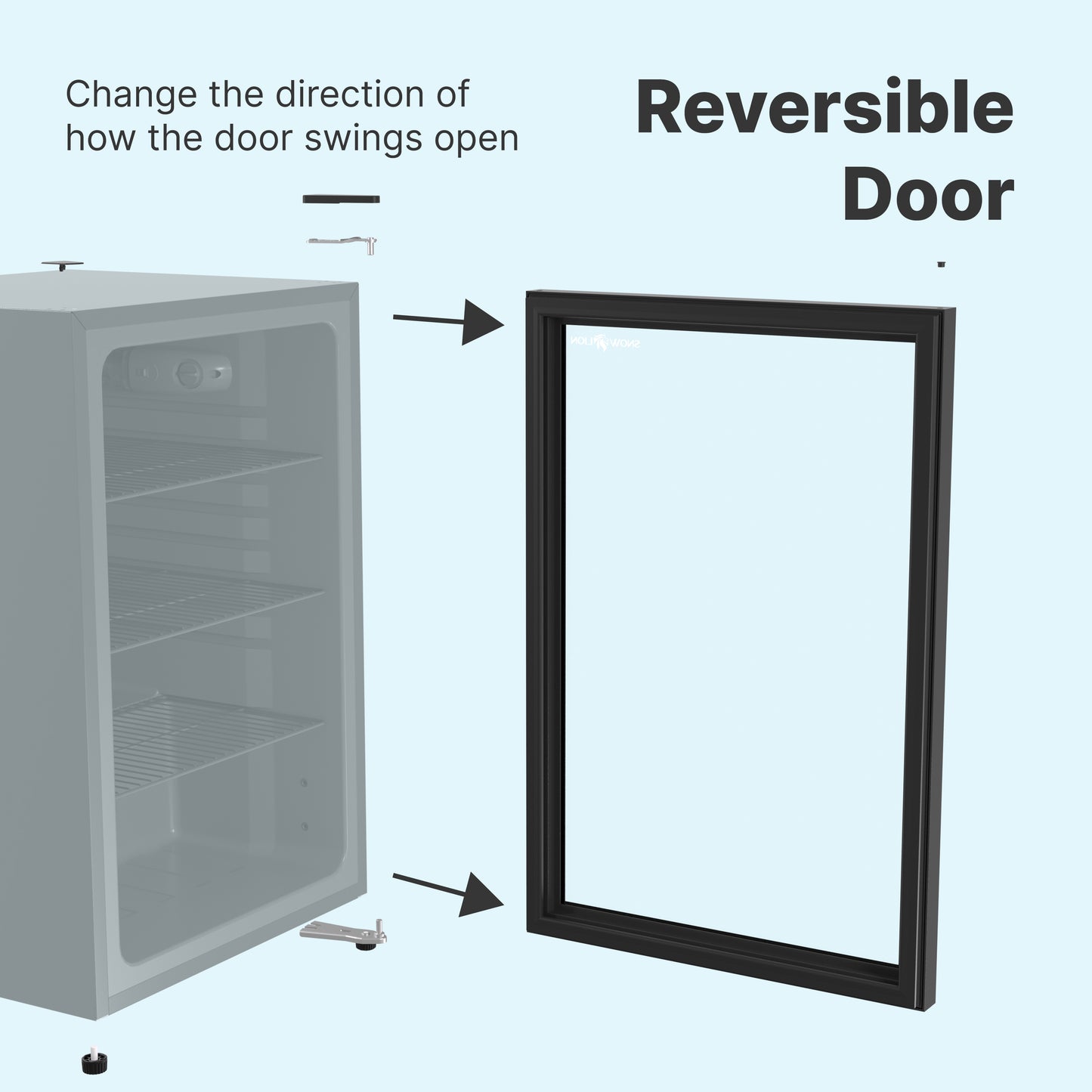 SnowLion Premium 131L Beverage Refrigerator 4.6 C.ft. Freestanding Mini Fridge With Glass Door in Black - ProMounts
