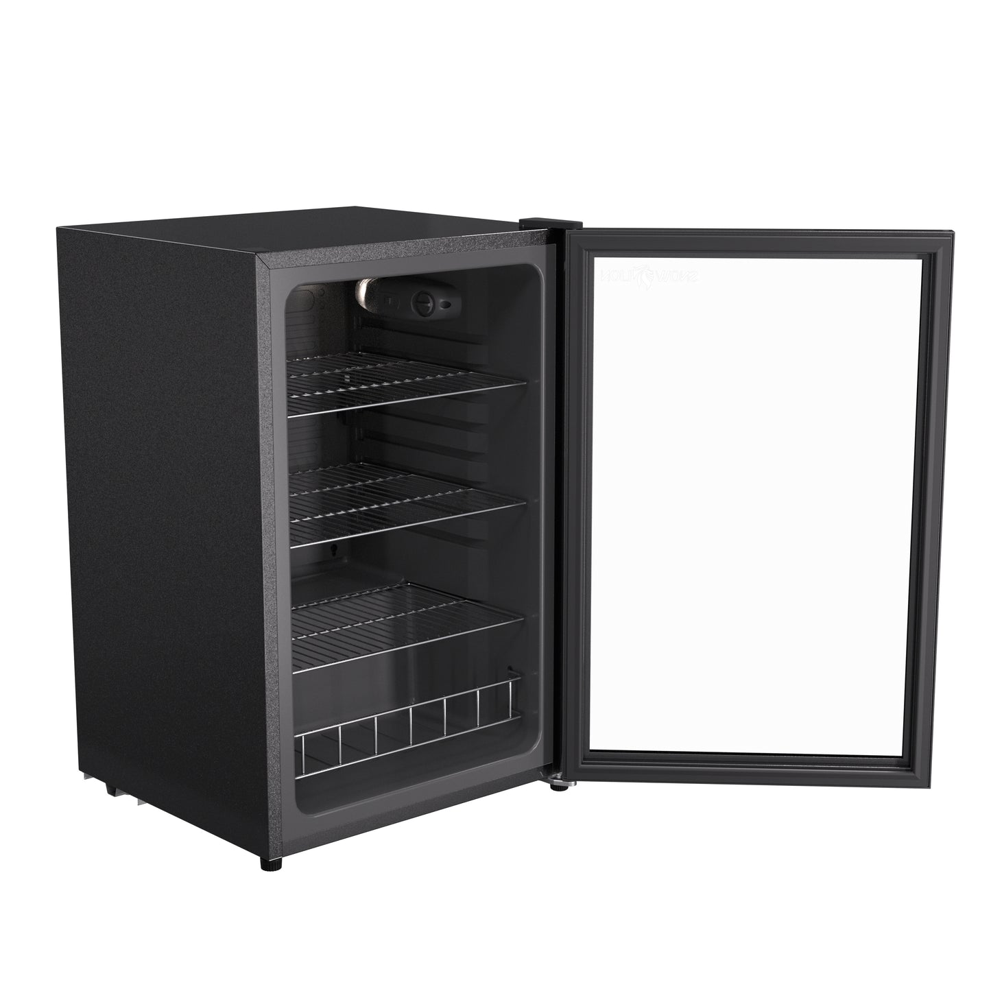 SnowLion Premium 131L Beverage Refrigerator 4.6 C.ft. Freestanding Mini Fridge With Glass Door in Black - ProMounts