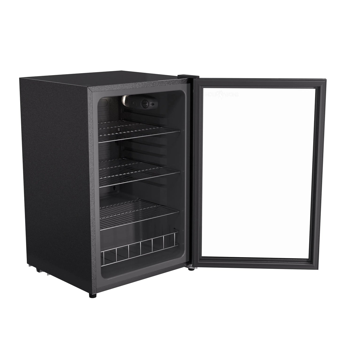 SnowLion Premium 131L Beverage Refrigerator 4.6 C.ft. Freestanding Mini Fridge With Glass Door in Black - ProMounts