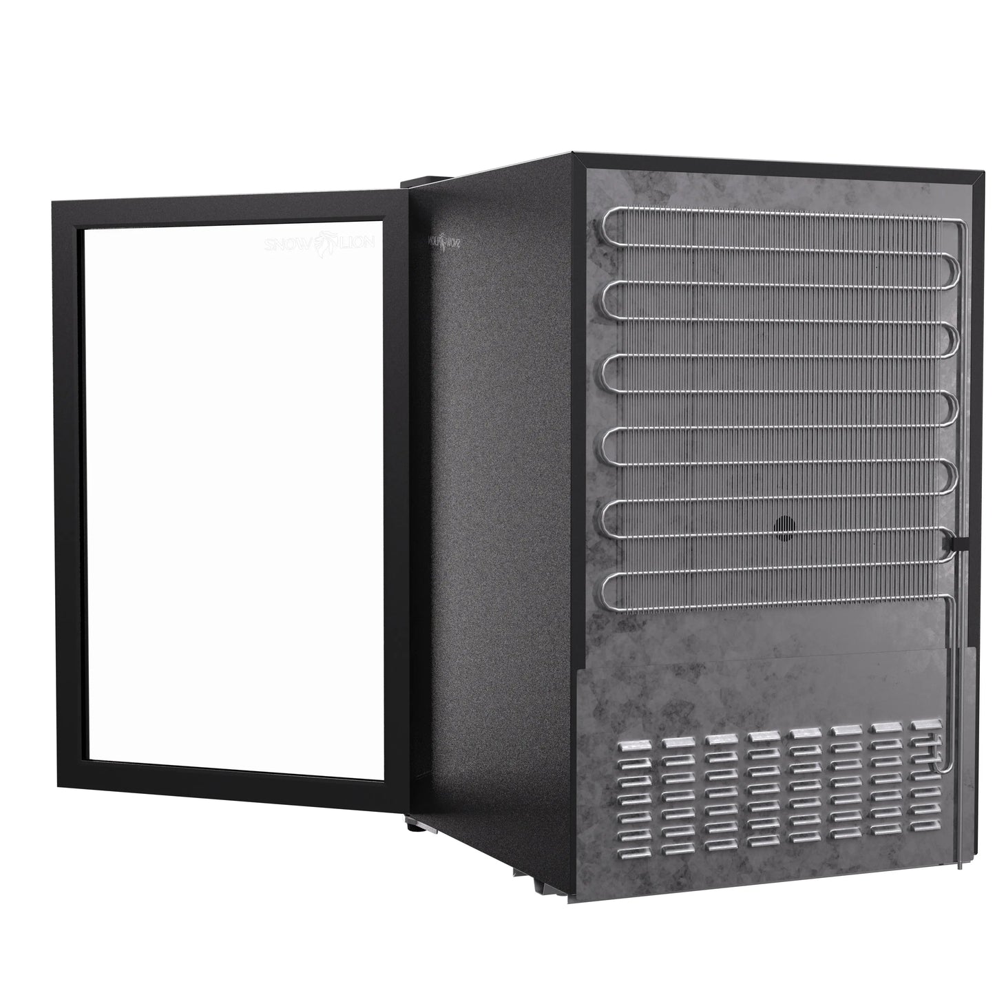SnowLion Premium 131L Beverage Refrigerator 4.6 C.ft. Freestanding Mini Fridge With Glass Door in Black - ProMounts