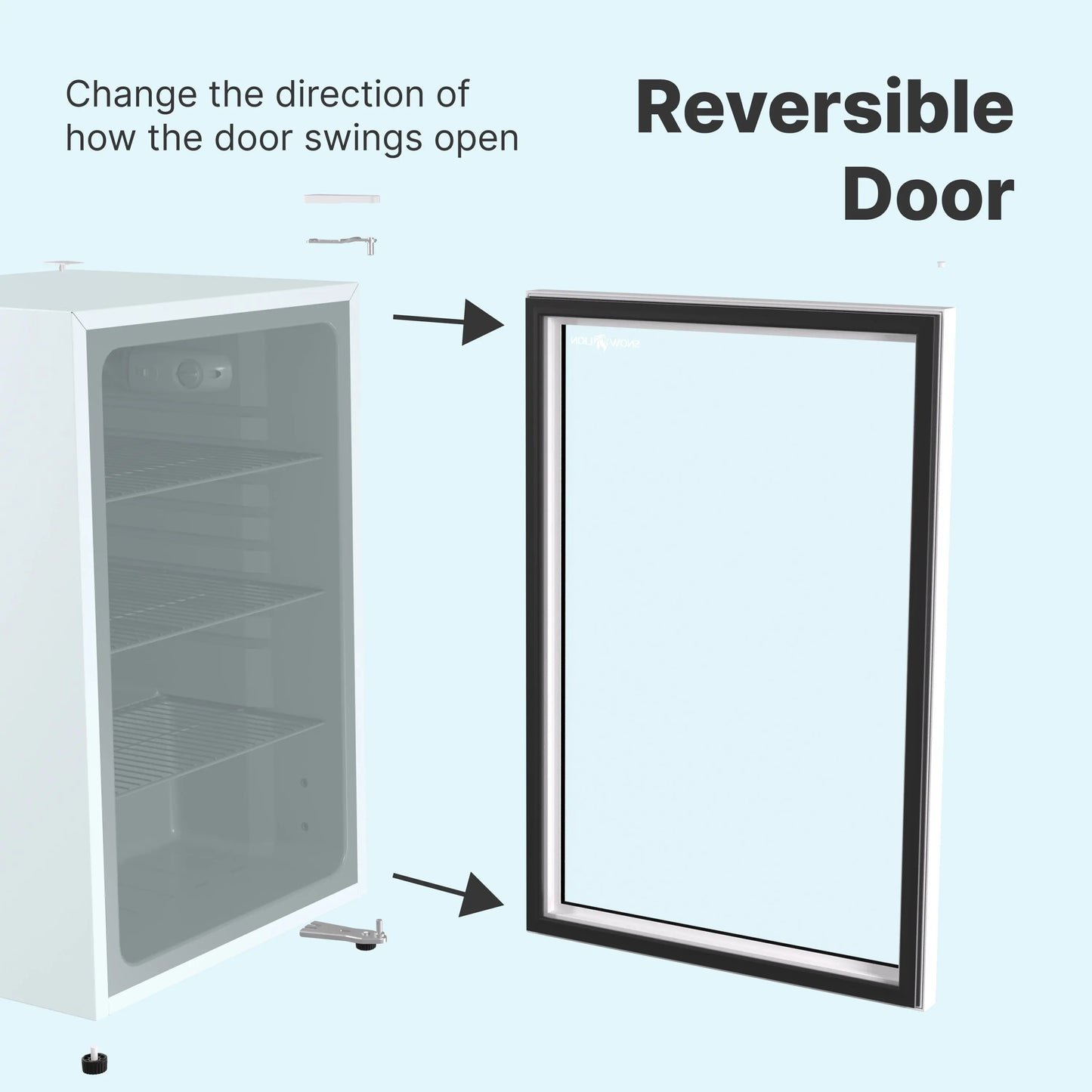 SnowLion Premium 131L Beverage Refrigerator 4.6 Cu.ft. Freestanding Mini Fridge With Glass Door in White - ProMounts