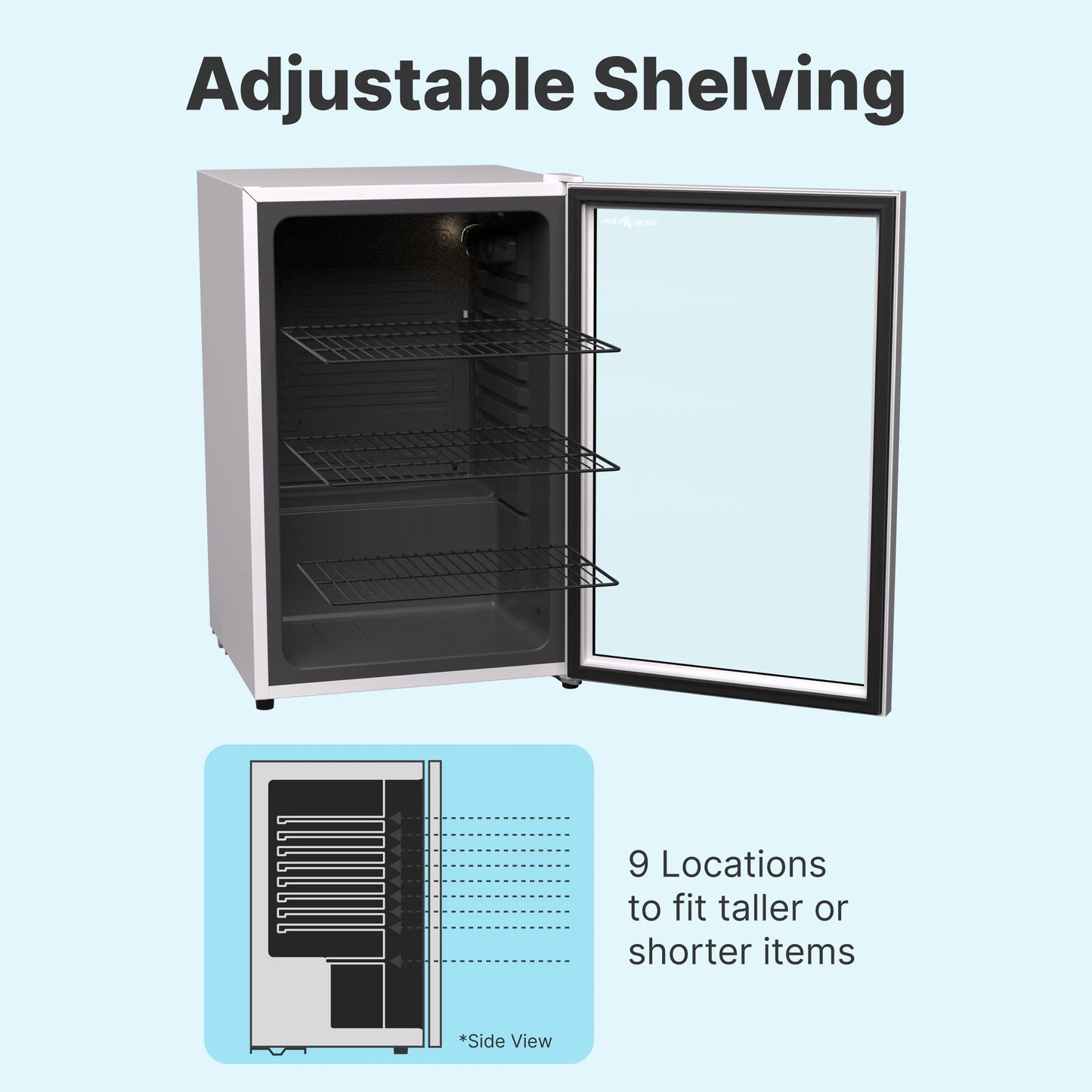 SnowLion Premium 131L Beverage Refrigerator 4.6 Cu.ft. Freestanding Mini Fridge With Glass Door in White - ProMounts