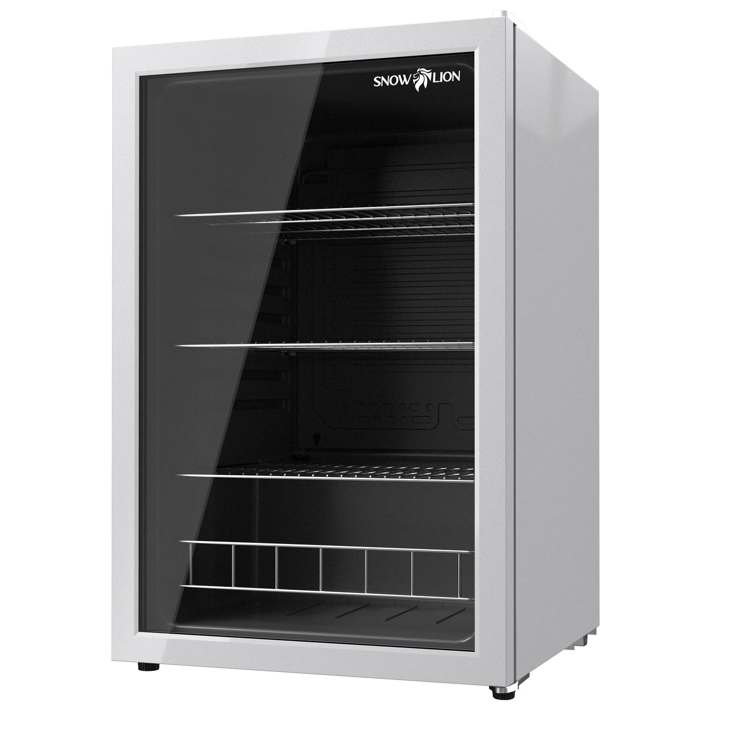 SnowLion Premium 131L Beverage Refrigerator 4.6 Cu.ft. Freestanding Mini Fridge With Glass Door in White - ProMounts