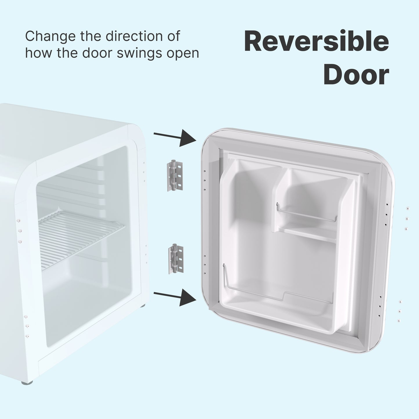 Husky Premium 43L Retro Style 1.5 C.ft. Freestanding Mini Fridge in White - ProMounts