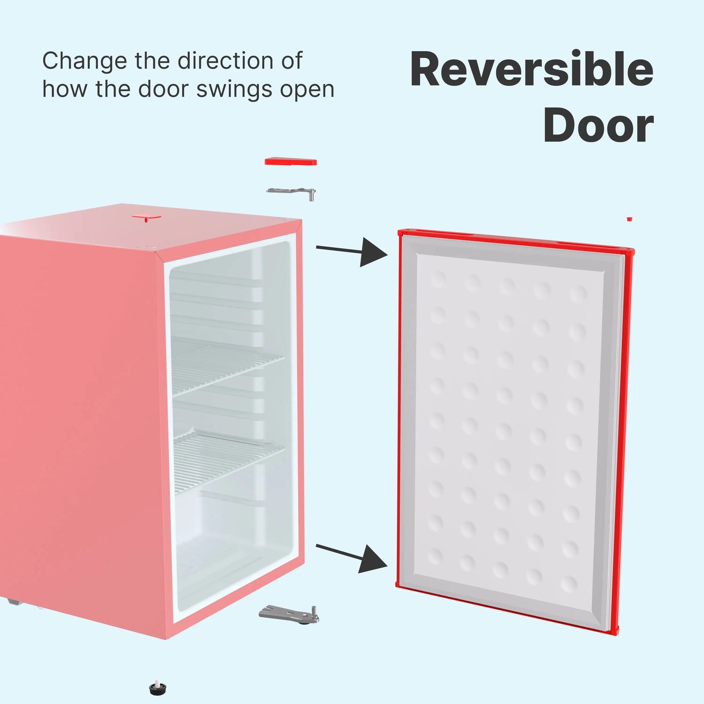 SnowLion Premium 65L Solid Door 2.3 C.ft. Freestanding Under-Counter Mini Fridge in Red SnowLion