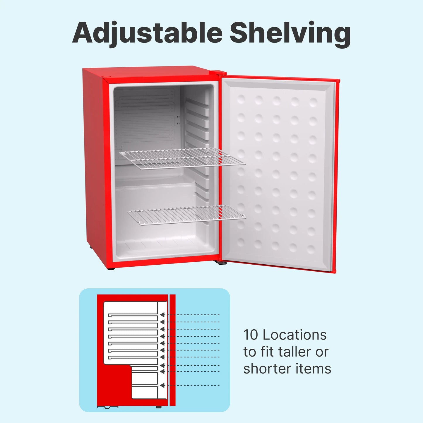 SnowLion Premium 65L Solid Door 2.3 C.ft. Freestanding Under-Counter Mini Fridge in Red SnowLion