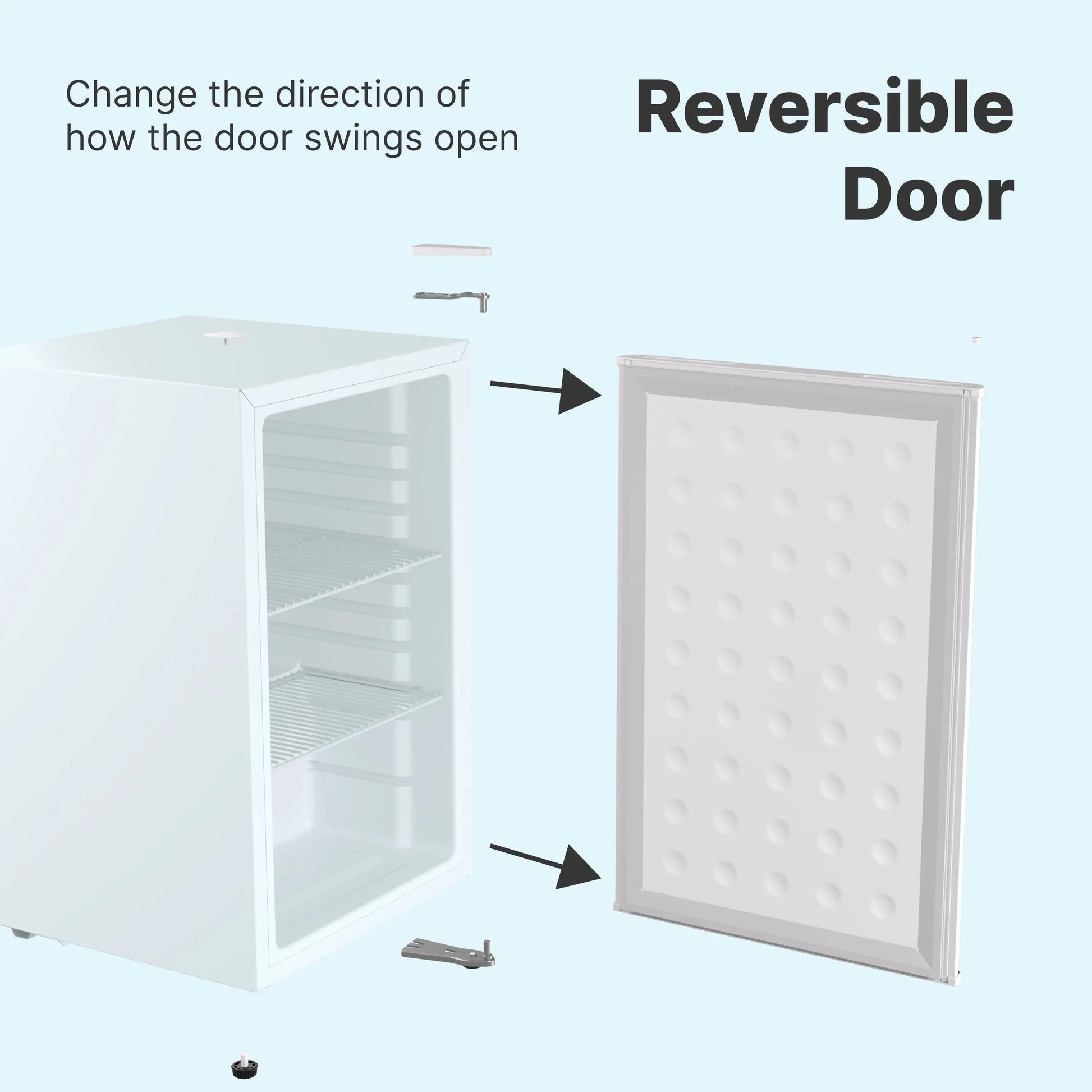 SnowLion Premium 65L Solid Door 2.3 Cu.ft. Freestanding Under-Counter Mini Fridge in White - ProMounts