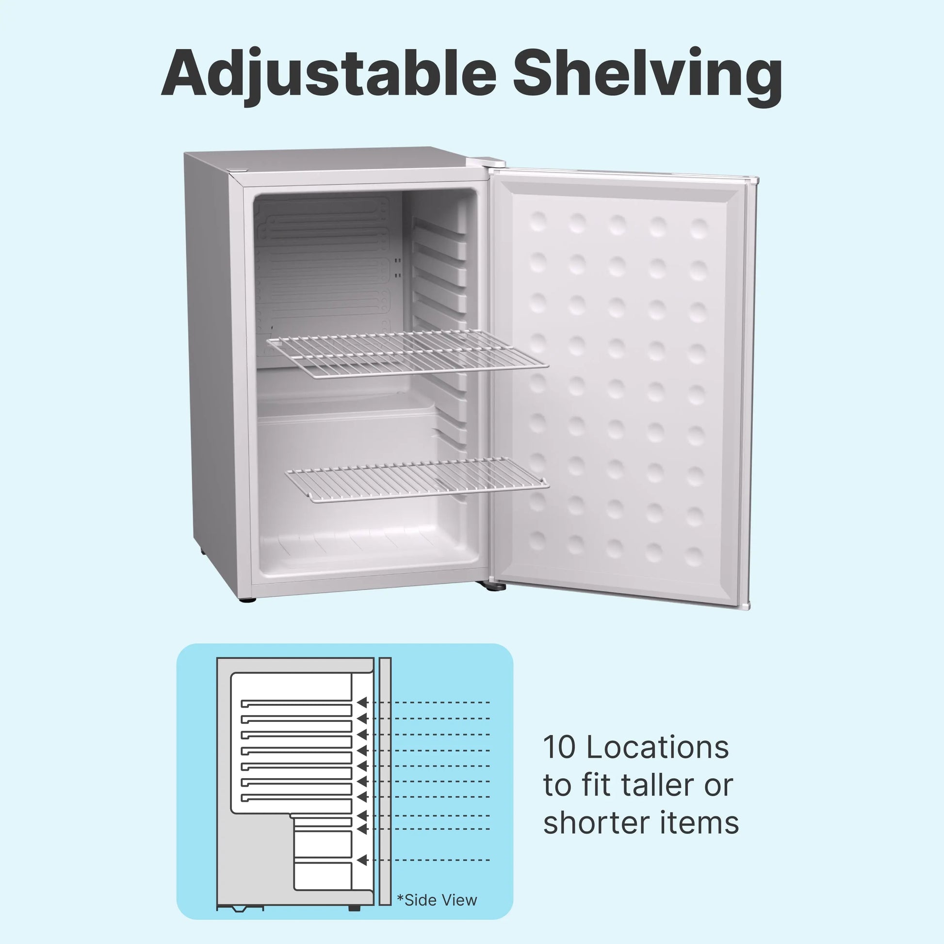 SnowLion Premium 65L Solid Door 2.3 Cu.ft. Freestanding Under-Counter Mini Fridge in White - ProMounts
