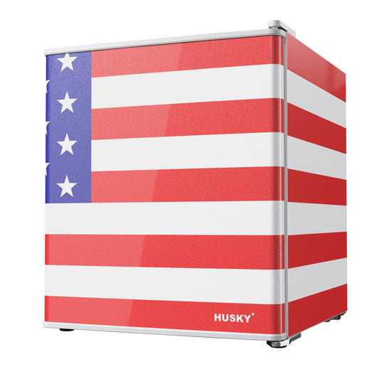 Husky 43L Solid Door 1.5 C.ft. Freestanding Counter-Top Mini Fridge (American Flag) - ProMounts