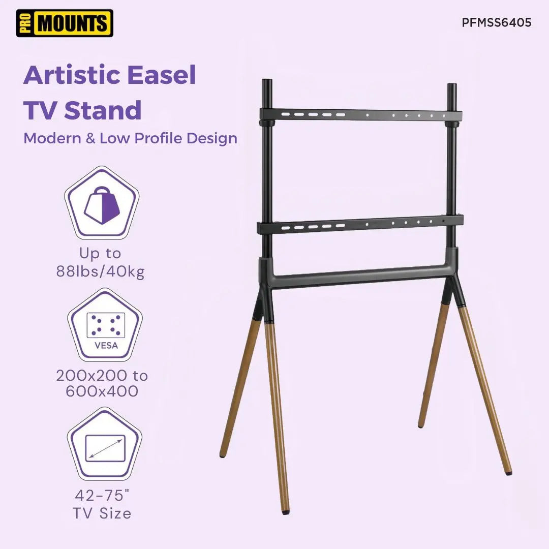 ProMounts Easel TV Stand Mount for 42"-84" TVs And Holds Up To 99Lbs - ProMounts