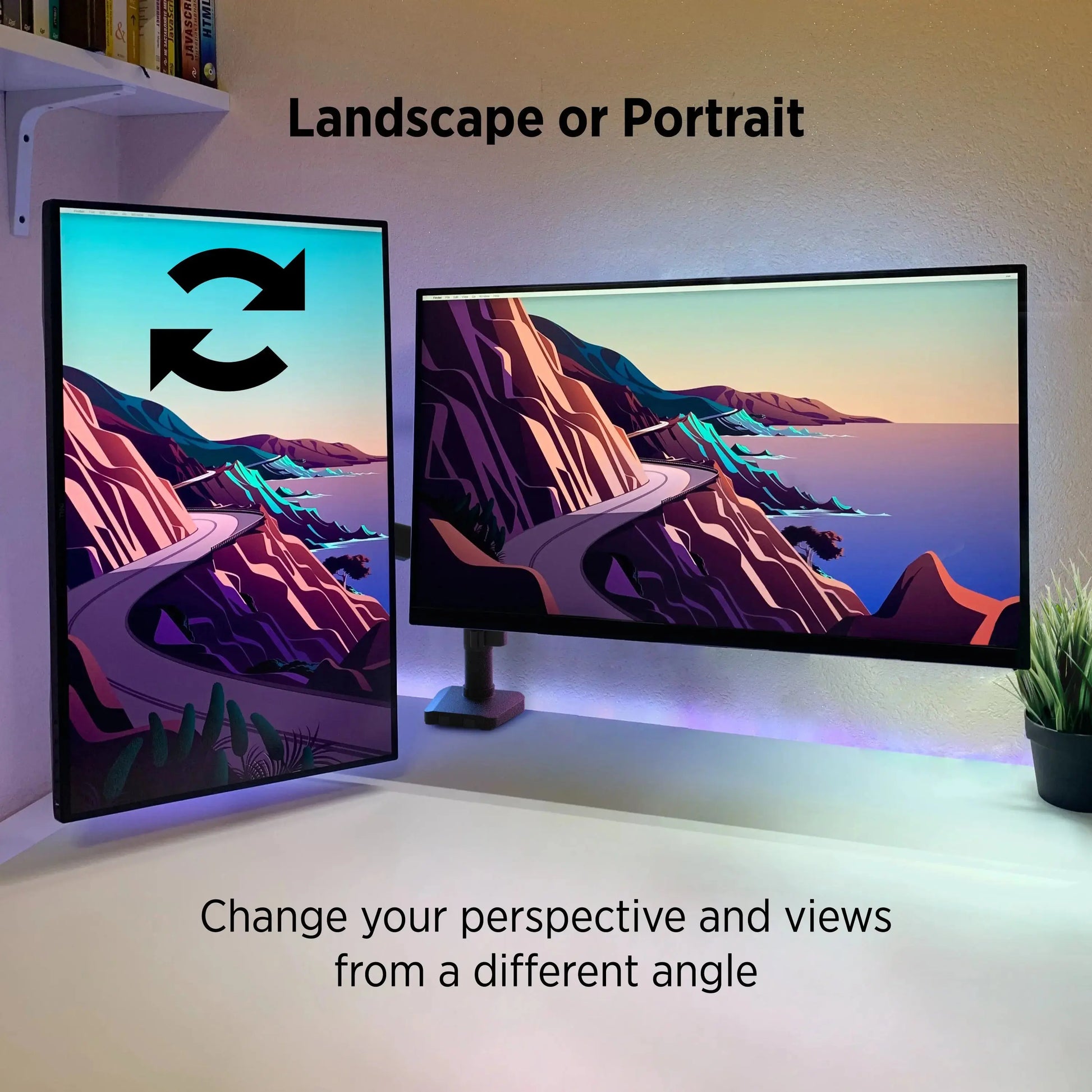 ProMounts Landscape to Portrait Double Monitor Arms for 13" to 32" Screens Holds up to 17.6 lbs Each Arm ProMounts