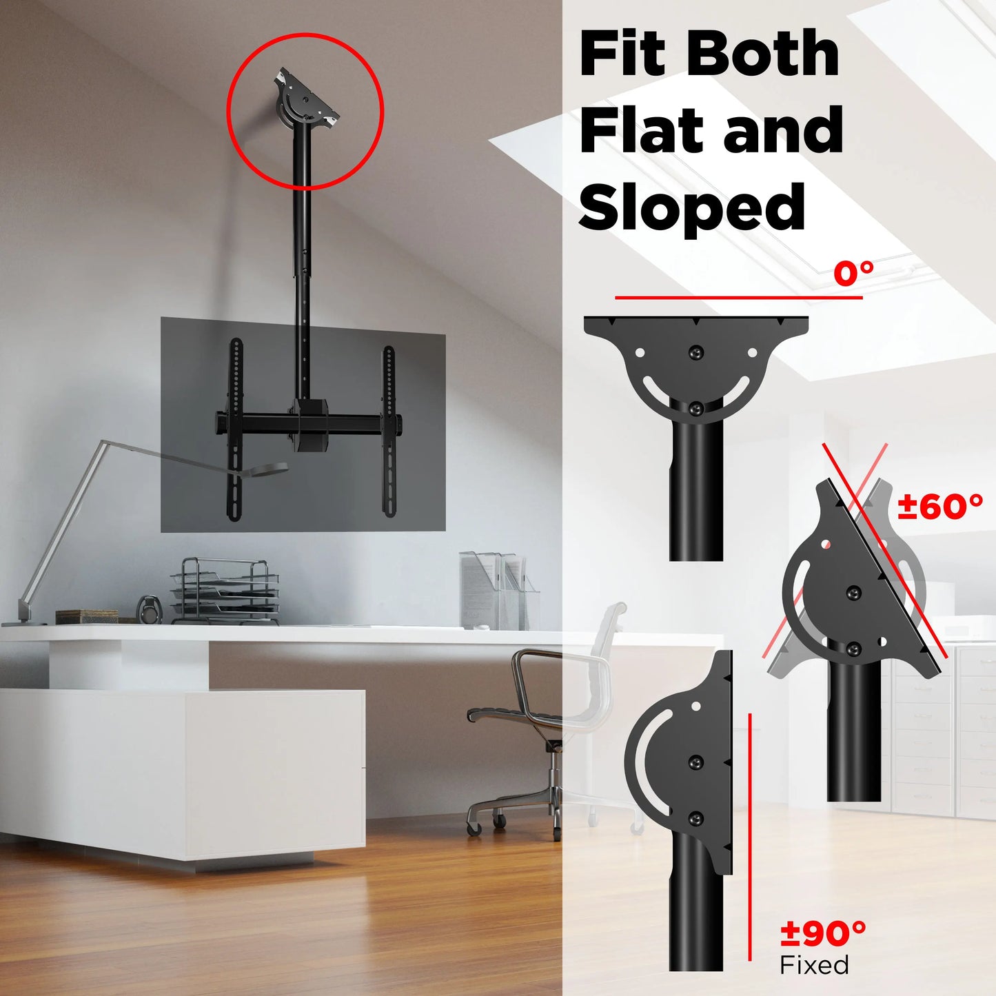 ProMounts Premium Ceiling Tilt/Swivel TV Ceiling Mount Fits Most 24-55 inch, Holds 110 lbs (UC-PRO210) ProMounts